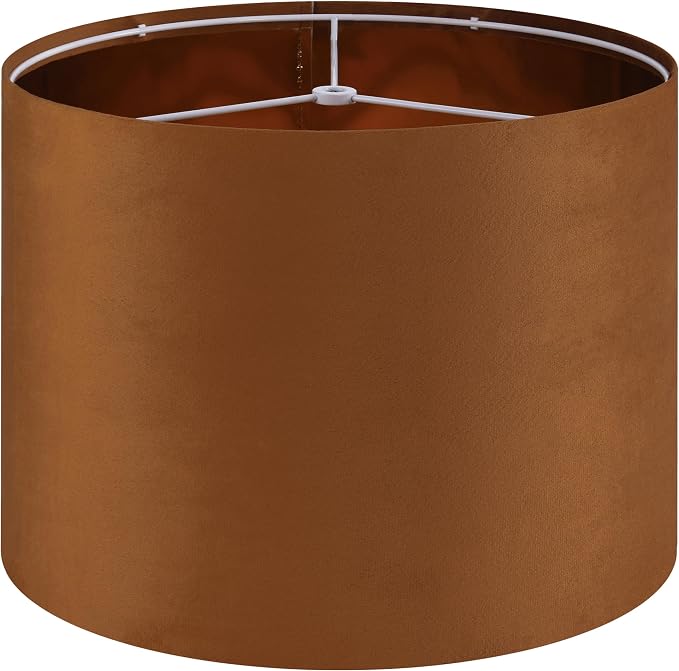 GO&SO 1 PCS Burnt Orange Velvet Drum Lamp Shade, Modern Replacement Lamp Shades by GOSO