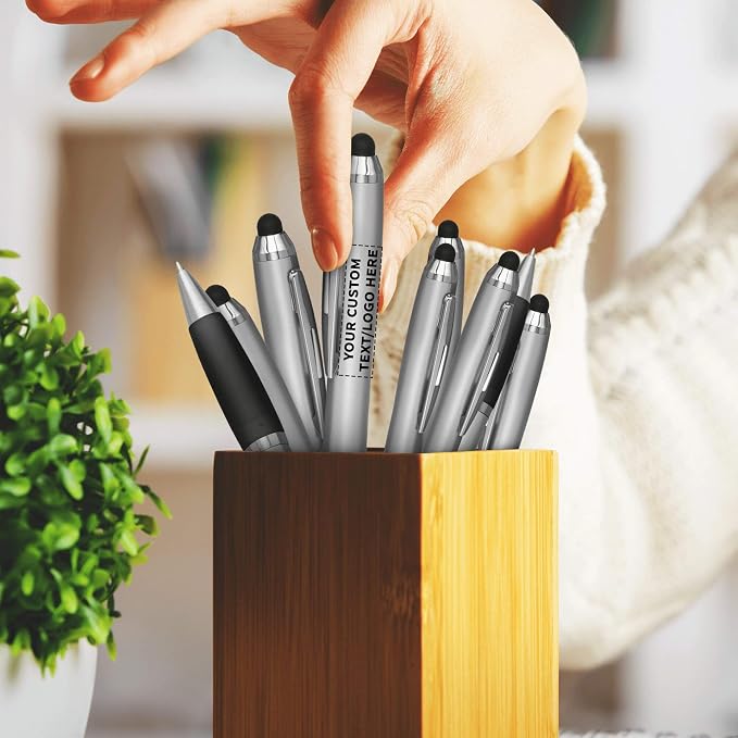 DISCOUNT PROMOS Custom Stylus Ballpoint Pens Set of 10, Personalized Bulk Pack - Image 7