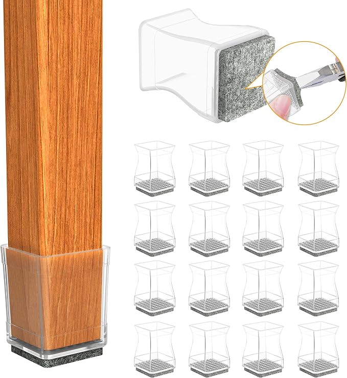Clear Square Chair Leg Protector by ComeHomeWithMe