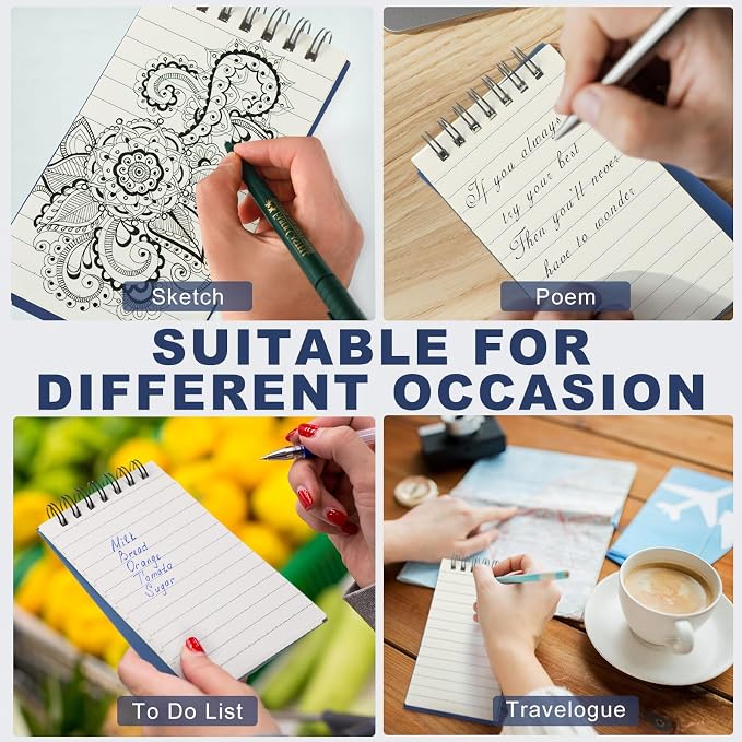 Tenceur 6 Pcs Pocket Notebook Bulk Small 3x5 Inch Spiral Notepads Mini Top - Image 4