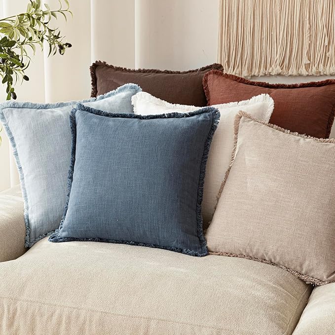 Foindtower Set of 2 Decorative Linen Fringe Lumbar Throw Pillow Covers - Image 7