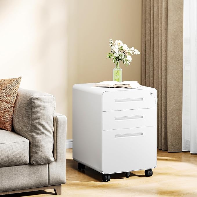 MIIIKO Mobile Filing Cabinet 3 Drawer, Filing Cabinets - Image 7