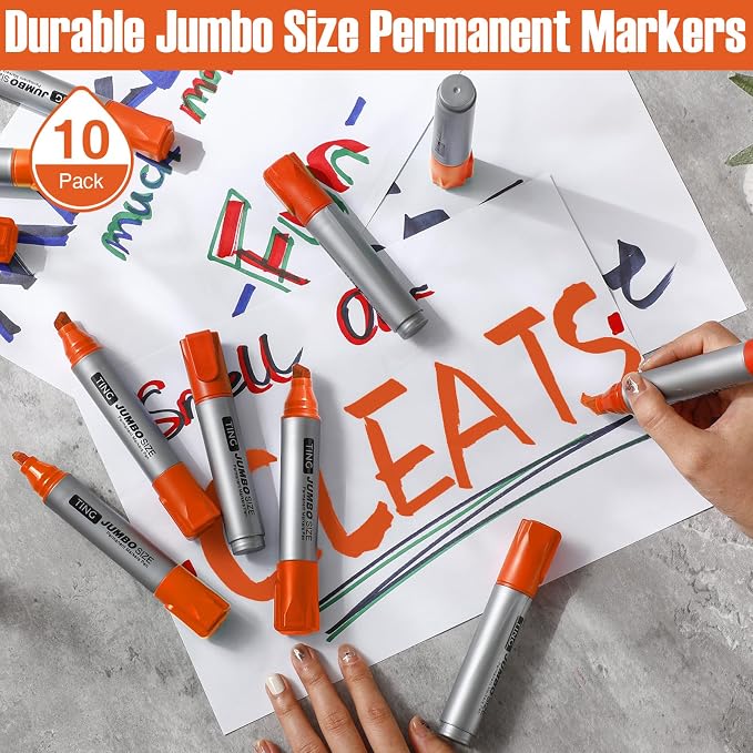 Fuutreo 10 Pack Jumbo Permanent Markers Bulk Large Chisel Tip Permanent Markers - Image 7