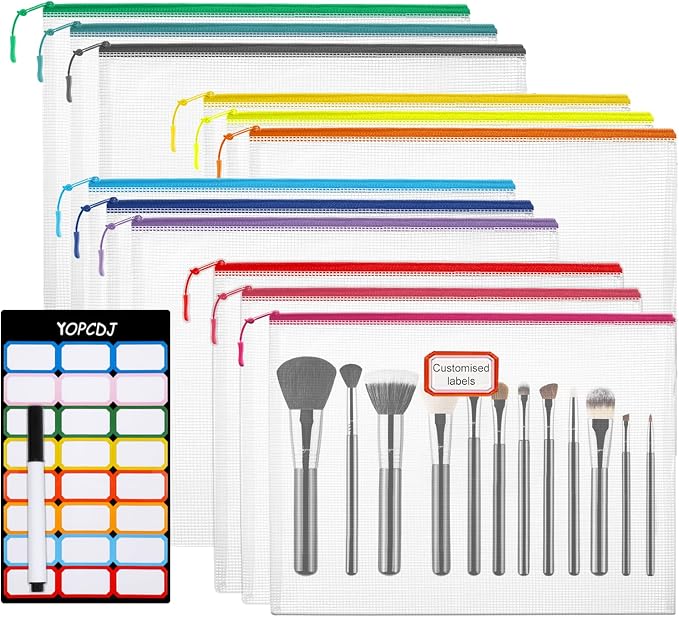 YOPCDJ 12pcs Mesh Zipper Pouch Bags, A5 Puzzle Bag by YOPCDJ