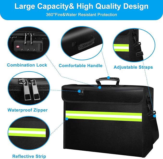 WJTZDZ 6500°F Large Fireproof and Waterproof Document Bag - Image 4