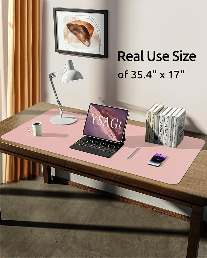 YSAGi Leather Desk Protector, Office Mat, Large Mouse Mat, Non-Slip PU Leather - Image 5