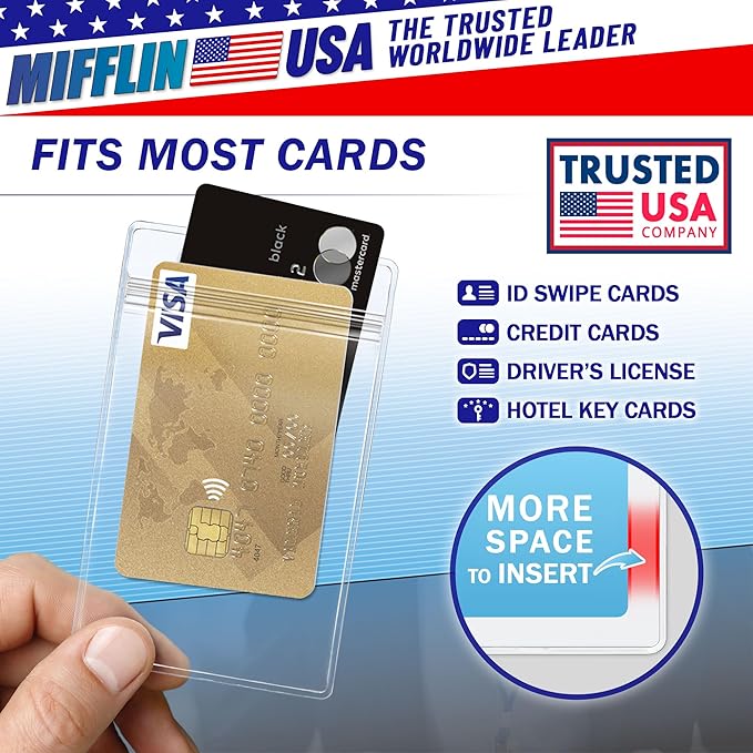 Mifflin-USA Large Vertical ID Badge Holders, Plastic Nametag Covers - Image 4