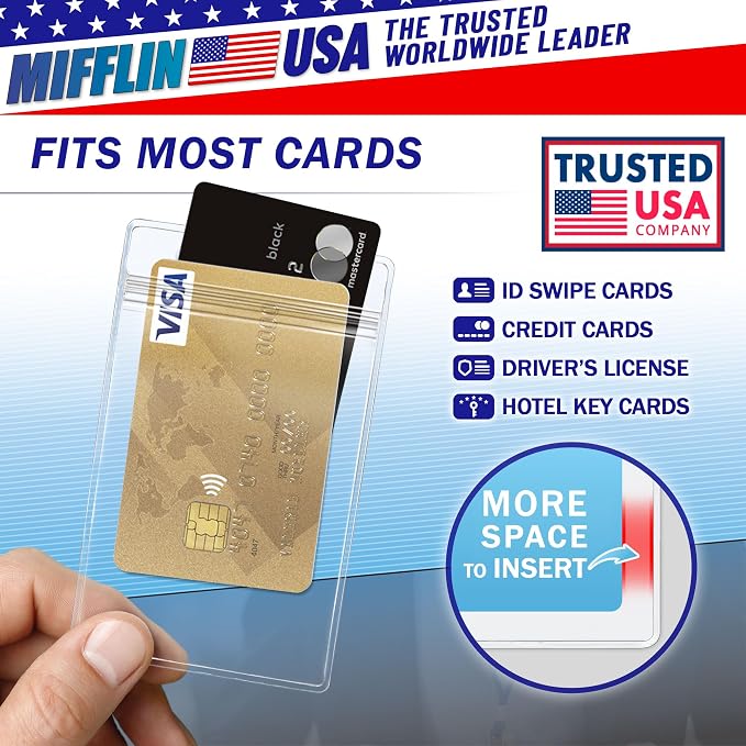 Mifflin-USA Large Vertical ID Badge Holders, Plastic Nametag Covers - Image 4