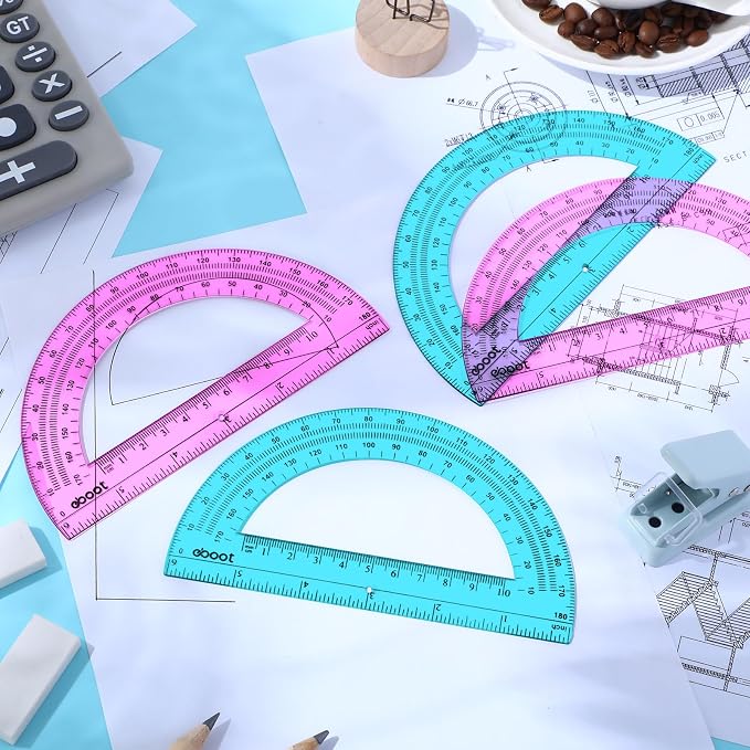 EBOOT 24 Pack Plastic Protractors Math Protractor 180 Degrees 6 Inch - Image 7