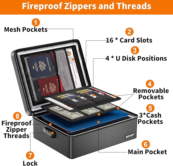 ENGPOW Fireproof Document Box, Hard Case File Box - Image 9