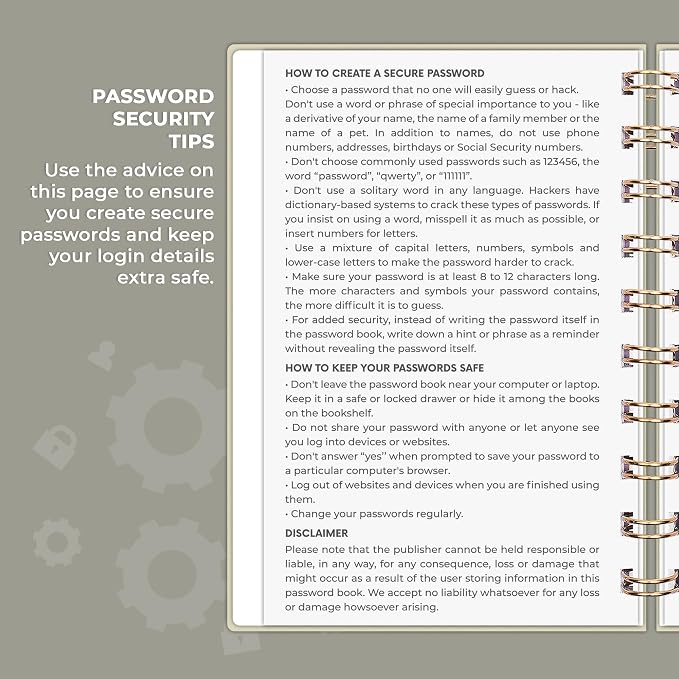 Clever Fox Password Book Spiral – Mini Internet Address & Password Organizer - Image 5