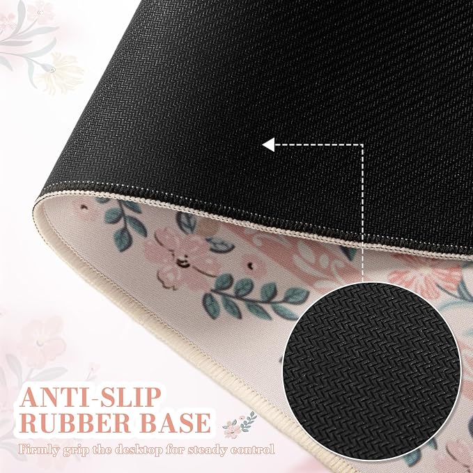 iCasso Pink Floral Desk Mat, Desk Pad, XXL Large Mouse Pad, Anti-Slip Big - Image 4
