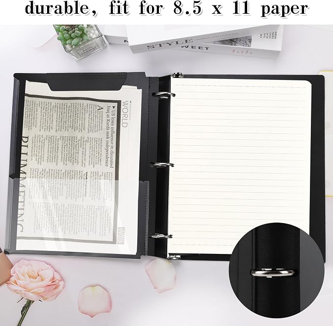 Tashkummy 360° Pivotable 3 Ring Binder, Upgraded Foldable Binders 1 inch 6 Pack - Image 9