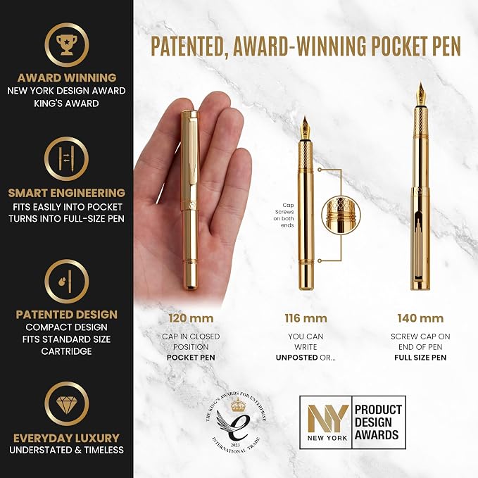 Scriveiner Gold Luxury Fountain Pen - Image 4