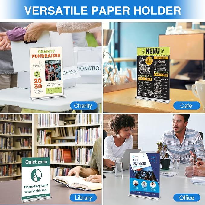 20 Pack Acrylic Sign Holder 4 x 6 Clear Display Table Signs Stand, Double Sided - Image 5