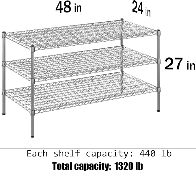 Regal Altair 24" Deep x 48" Wide x 27" Height Wire Shelving Kit | 3-Tier | NSF - Image 3