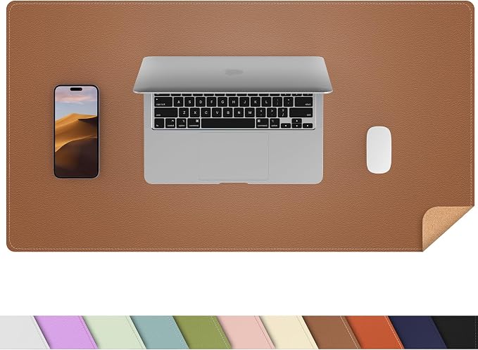 AFIING Dual-Sided Desk Pad, Natural Cork & PU Leather, Desk Mat Protector by AFIING