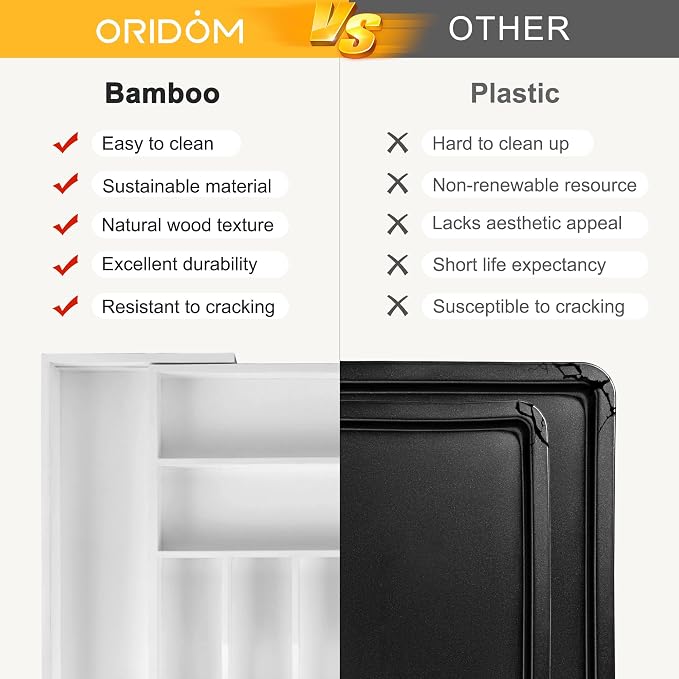 oridom Large Premium Bamboo Silverware Organizer - Image 6