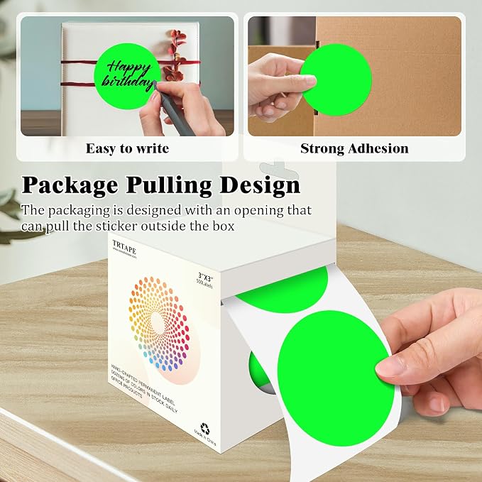 3 Inch Round Colored Dot Stickers, 4 Rolls in Dispenser Box - Image 3