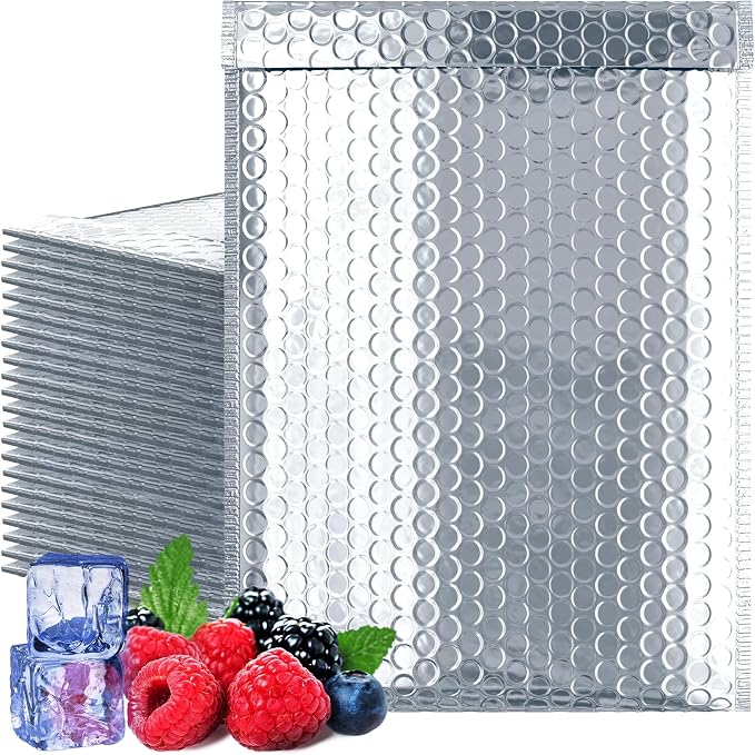 Amiff Silver Thermal Bubble Mailer, 8 x 11 Inches. 100 Pack Metallic Bubble by AMIFF