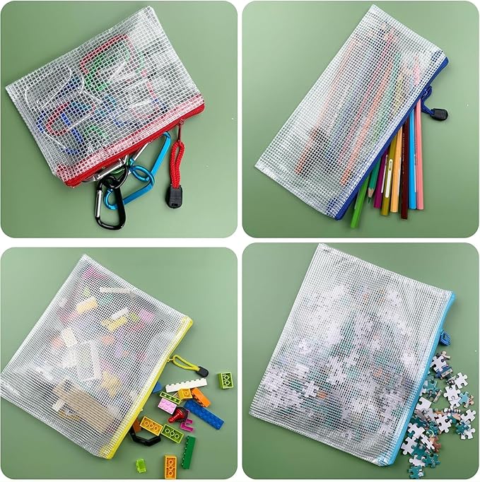 Oaimyy-18PCS-12 x 16 Inches-Mesh Zipper Pouch, Plastic Zip File Folders Puzzle - Image 5