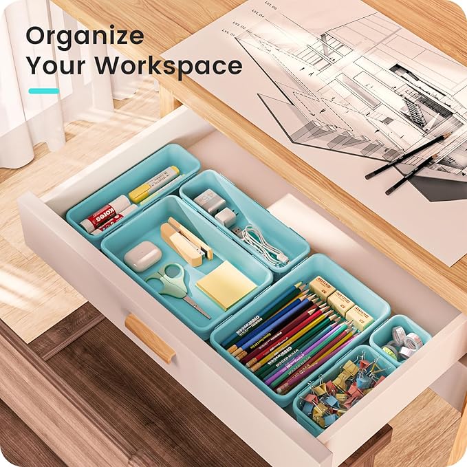 A-LuGei 【】 【】 BlueGreen Drawer Organizer, Makeup organizer - Image 5
