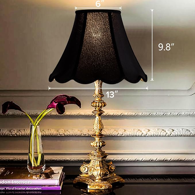 GOSO Scalloped Lamp Shades Set of 1 Medium Black Replac, Braids - Image 4
