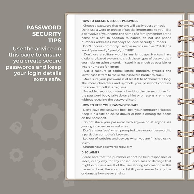 Clever Fox Password Book Spiral – Mini Internet Address & Password Organizer - Image 5