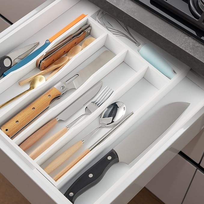 oridom 2-Piece Expandable Bamboo Kitchen Drawer Organizer - Image 3