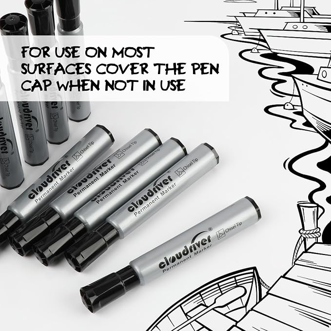cloudriver Permanent Markers 96 Count, Chisel Tip, Premium Smear Proof Markers - Image 6