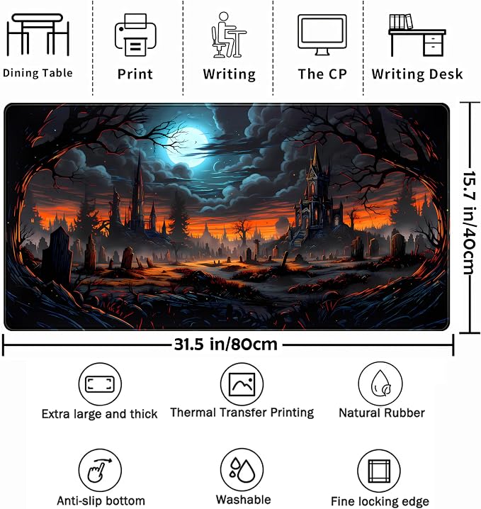 Dark Fantasy Castle Desk Pad Extended Gaming Mouse Pad, XXL Large Computer - Image 2