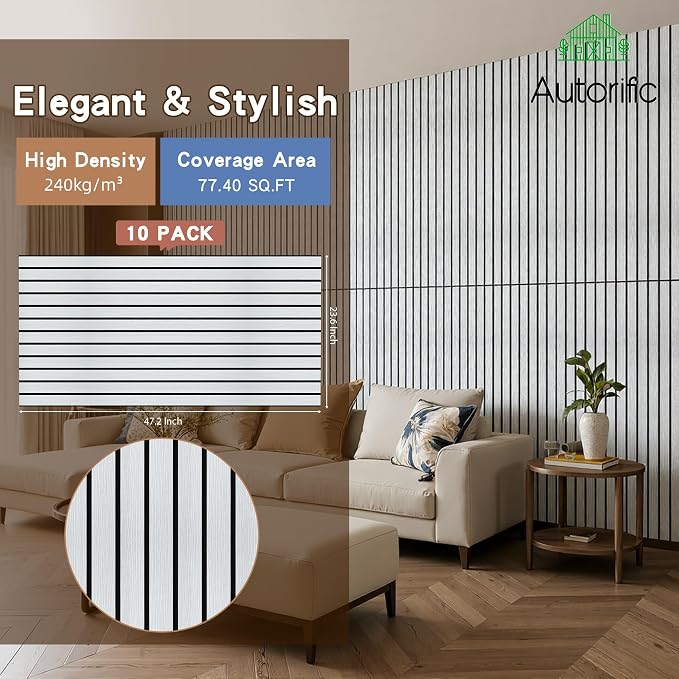 AUTORIFIC Wood Veneer Sound Panels, 10 Pack 47.2”x23.6” Wall Panels, Decorative - Image 2
