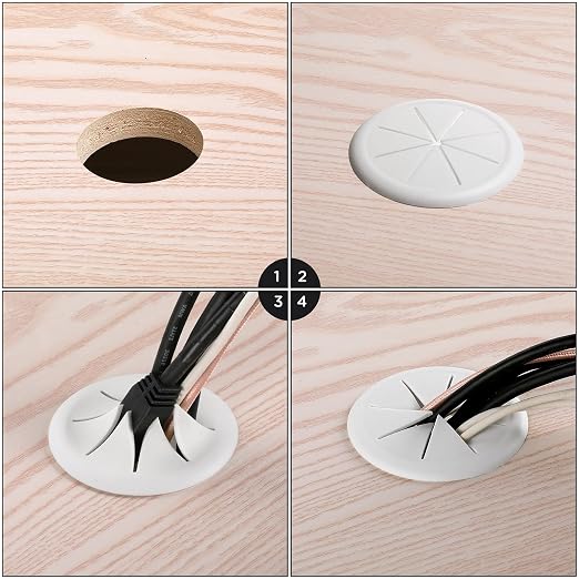 HYCC 5 Pack 2-3/8 Inch Flexible Desk Grommet, Organize Wires and Cables on - Image 5