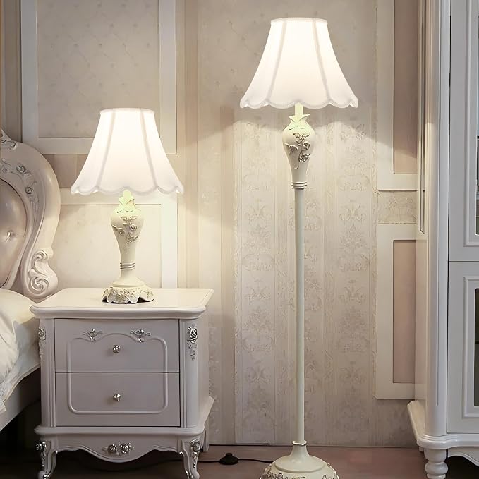GOSO Bell Lamp Shades Set of 2 Medium Off White, Scalloped Lamp Shade - Image 6