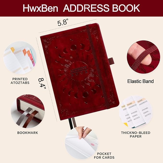 Address Book with Colorful Alphabetical Tabs – Hardcover Contact Organizer - Image 3