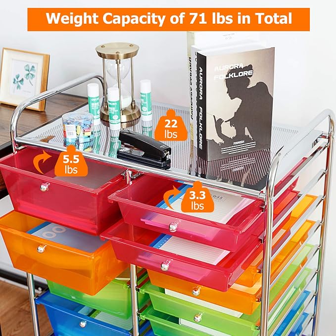 HAPPYGRILL 15-Drawer Rolling Cart, Storage Carts - Image 6