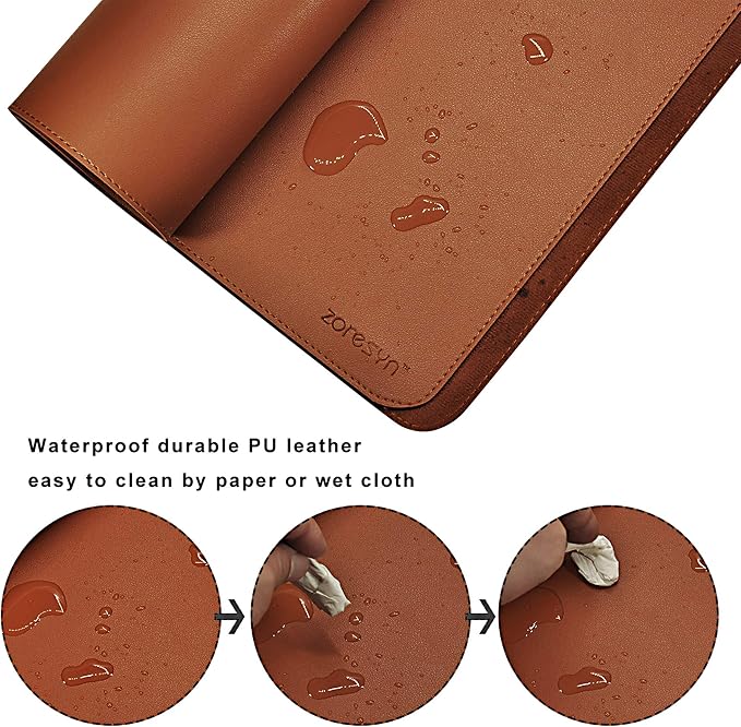 ZORESYN PU Leather Desk Mat Waterproof Anti-Oil Dining Table mat - Image 4