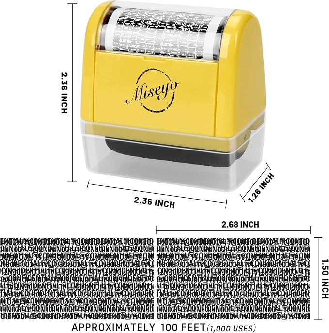 Miseyo Wide Identity Theft Protection Roller Stamp Set - Image 2