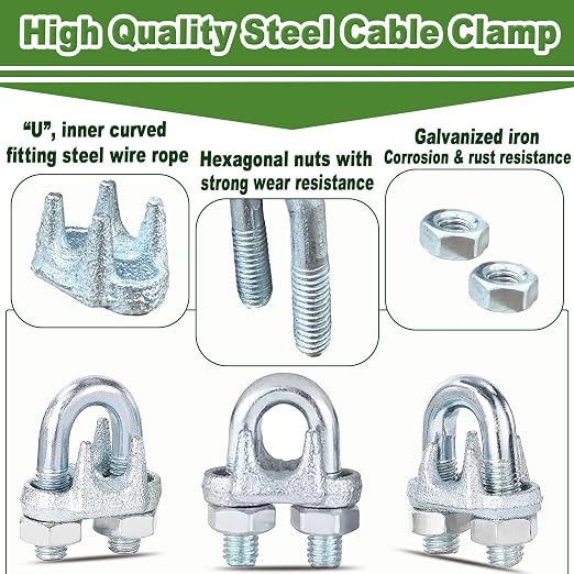 30PCS M5 Heavy Duty Wire Rope Clamps, 3/16-Inch Zinc Plated Wire Cable Clamps - Image 6