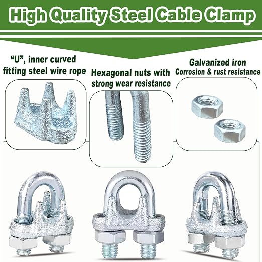 30 PCS 1/8 Inch Wire Rope Clamps, M3 Heavy Duty Galvanized Wire Cable Clamps - Image 6