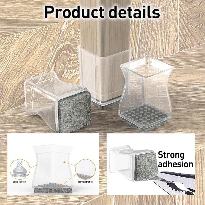 Clear Square Chair Leg Protector - Image 4