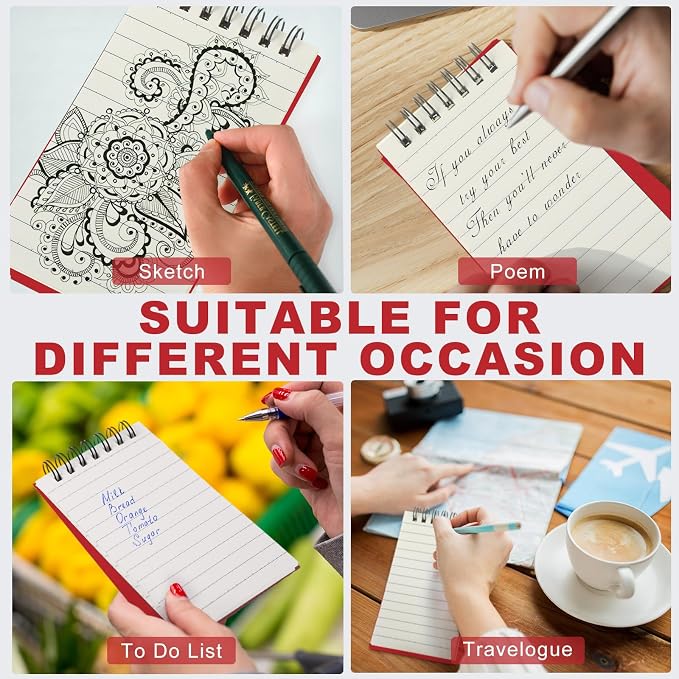 Tenceur 54 Pcs Pocket Notebook Small 3 x 5 Inch Red Spiral Notepads Mini Top - Image 6