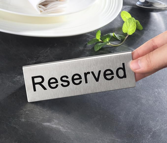 New Star Foodservice Stainless Steel Table Tent Sign, 4.75” x 1.75”) - Image 6