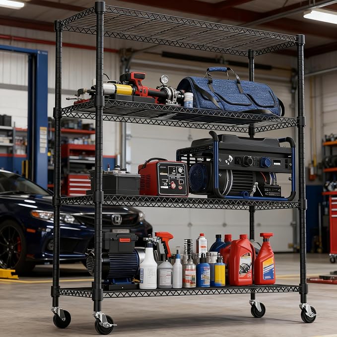 M MZG 4 Tiers Shelf 1400 lbs Steel Storage Shelving Utility Shelving Unit Steel - Image 2