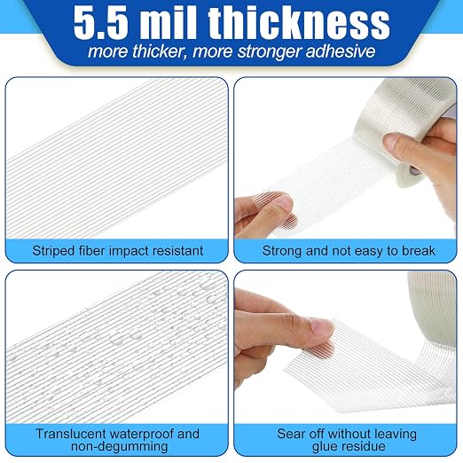 Treela 50 Rolls Strapping Tape 2 Inch X 60 Yards 5.5 Mil Fiberglass Filament - Image 3