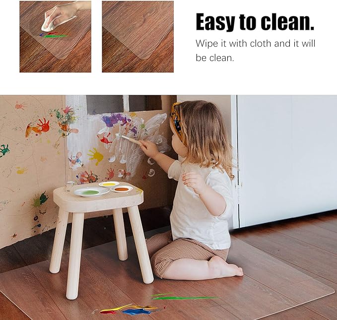 Kuyal Clear Chair mat for Hardwood Floor 46 x 72 inches Transparent Floor Mats - Image 3
