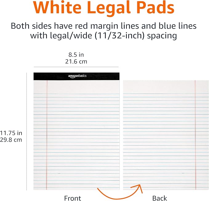 Amazon Basics Wide Ruled Lined Writing Note Pads, 8.5 inch x 11.75 inch - Image 5
