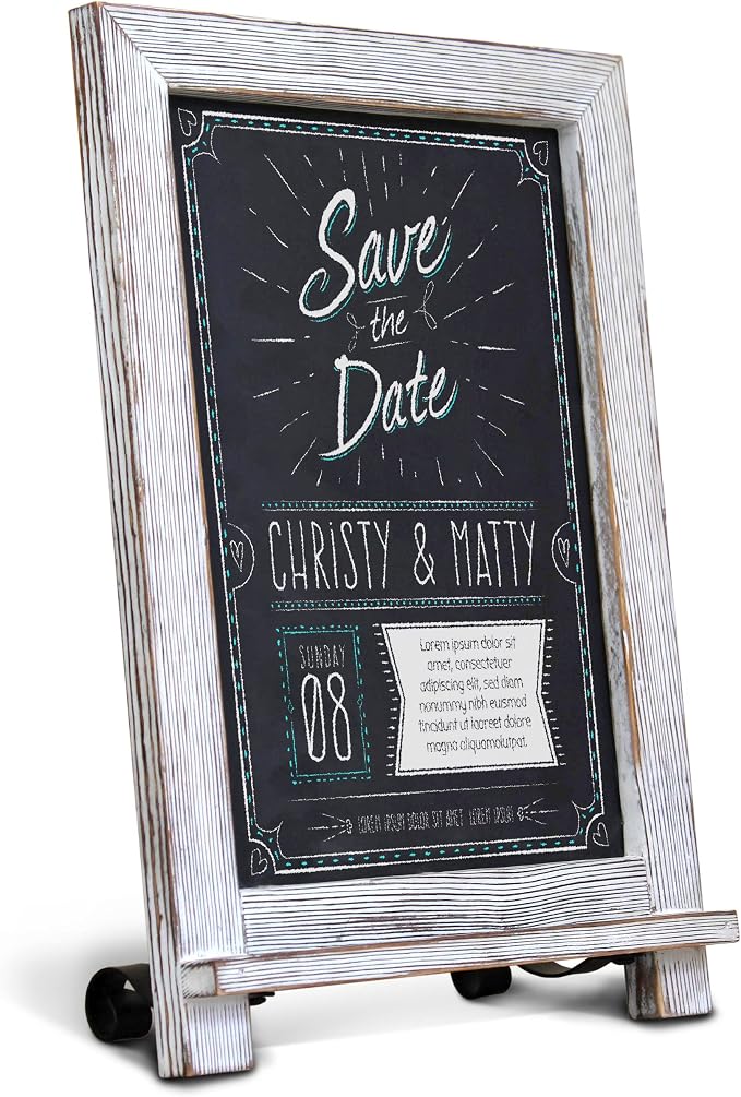 HBCY Creations Rustic Whitewash Tabletop Chalkboard Sign / Hanging Magnetic by HBCYCreations