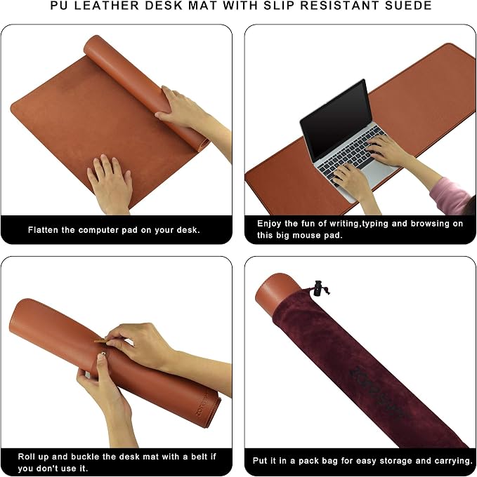 ZORESYN PU Leather Desk Mat Waterproof Anti-Oil Dining Table mat - Image 7