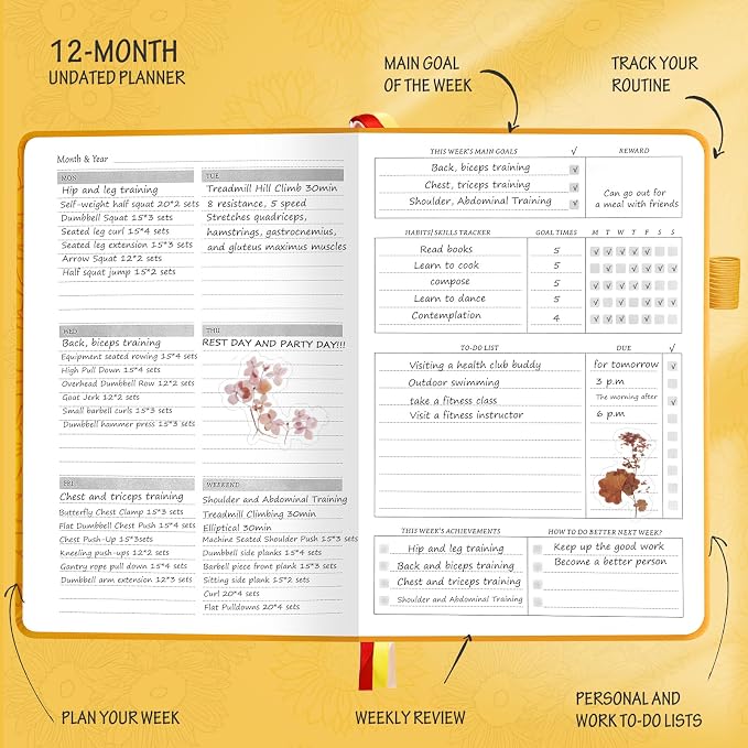 Undated Luxurious Weekly & Monthly Planner to Increase Productivity Hit Your - Image 4